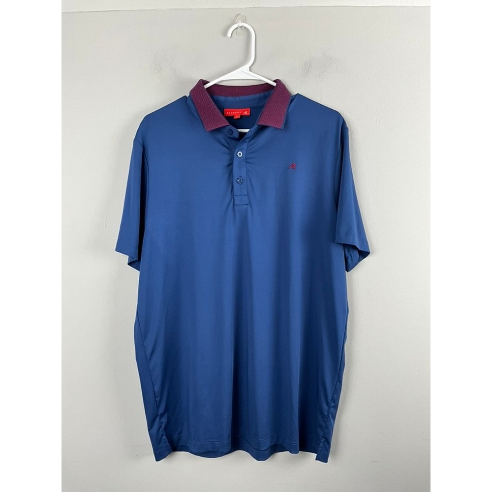 REDVANLY Mens Large Blue Short Sleeve Polo Shirt Golf Athletic Performance